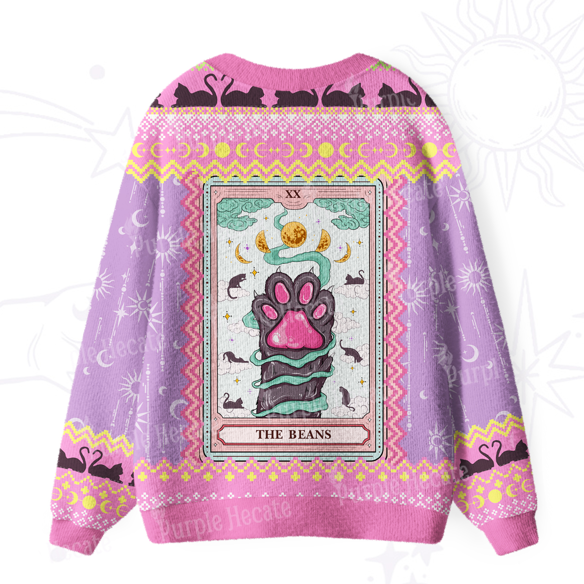 Purplehecate The Beans Cat Tarot Ugly Cardigan Sweaters