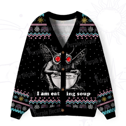 Purplehecate Mothman Eating Soup Ugly Cardigan Sweaters