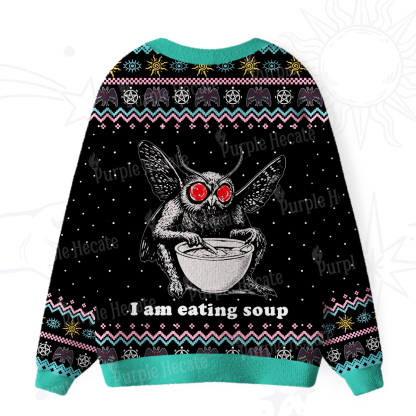 Purplehecate Mothman Eating Soup Ugly Cardigan Sweaters