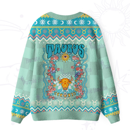 Purplehecate Taurus Spirit Zodiac Ugly Cardigan Sweaters