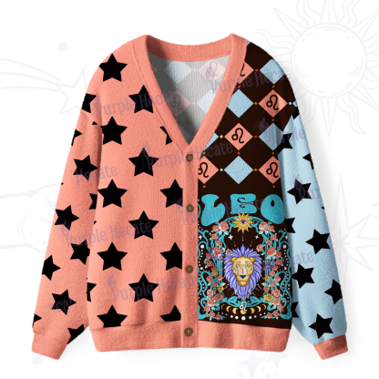 Purplehecate Leo Spirit Zodiac Ugly Cardigan Sweaters