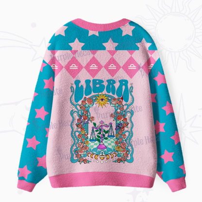Purplehecate Libra Spirit Zodiac Ugly Cardigan Sweaters