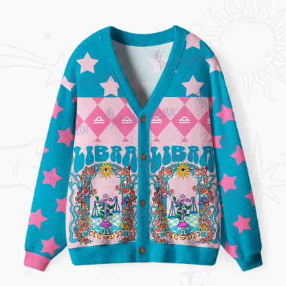 Purplehecate Libra Spirit Zodiac Ugly Cardigan Sweaters