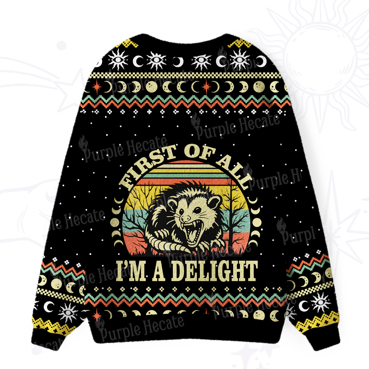 Purplehecate First Of All I'm A Delightful Opossum Ugly Cardigan Sweaters