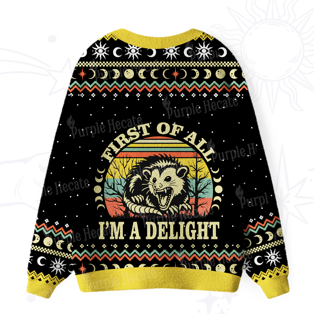 Purplehecate First Of All I'm A Delightful Opossum Ugly Cardigan Sweaters