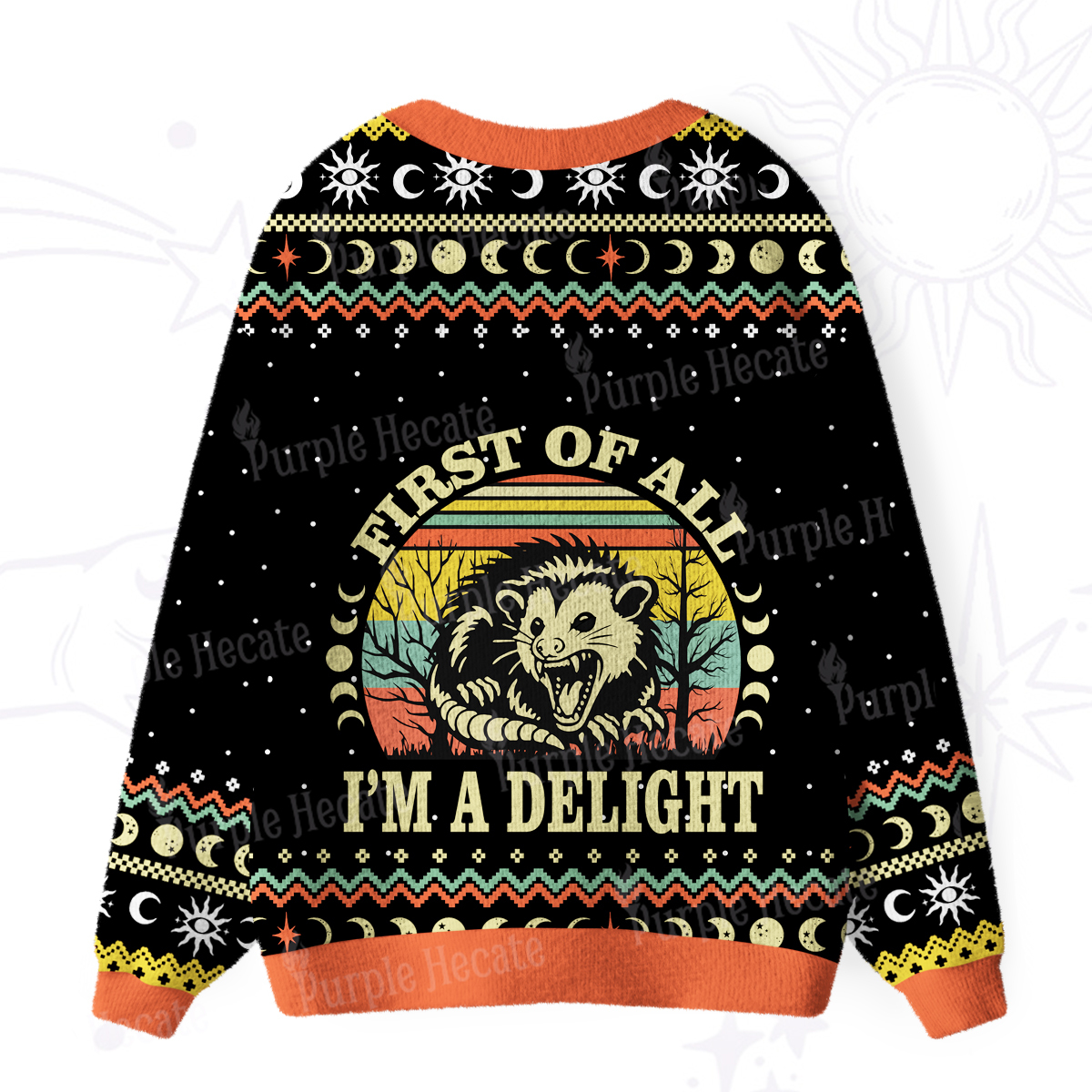 Purplehecate First Of All I'm A Delightful Opossum Ugly Cardigan Sweaters