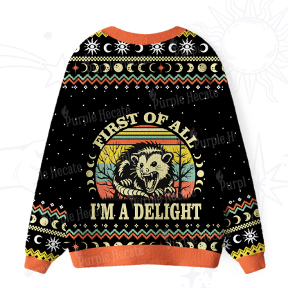 Purplehecate First Of All I'm A Delightful Opossum Ugly Cardigan Sweaters
