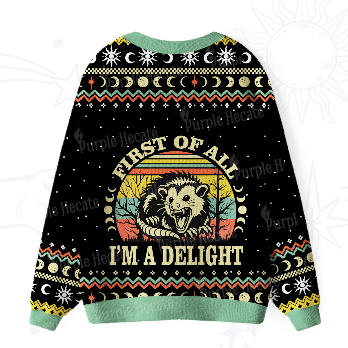 Purplehecate First Of All I'm A Delightful Opossum Ugly Cardigan Sweaters