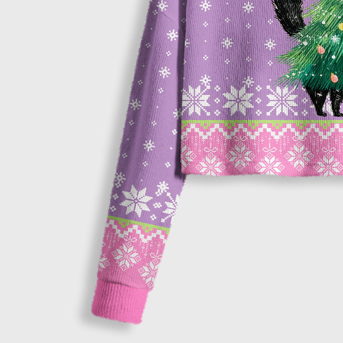 Purplehecate Funny Black Cat in Tree Crop Fuzzy Ugly Sweatshirt