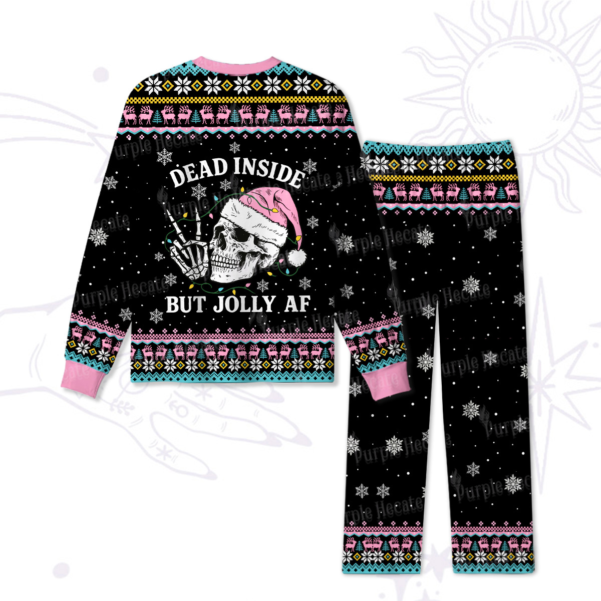 Purplehecate Dead Inside But Jolly AF Christmas Pajamas