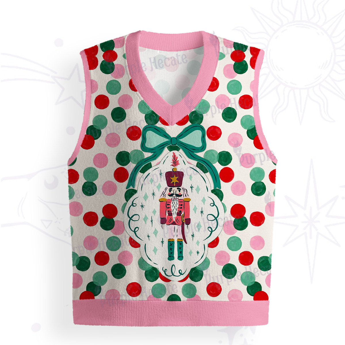 Purplehecate Candy Dot Nutcracker Christmas Ugly Sweater Vest