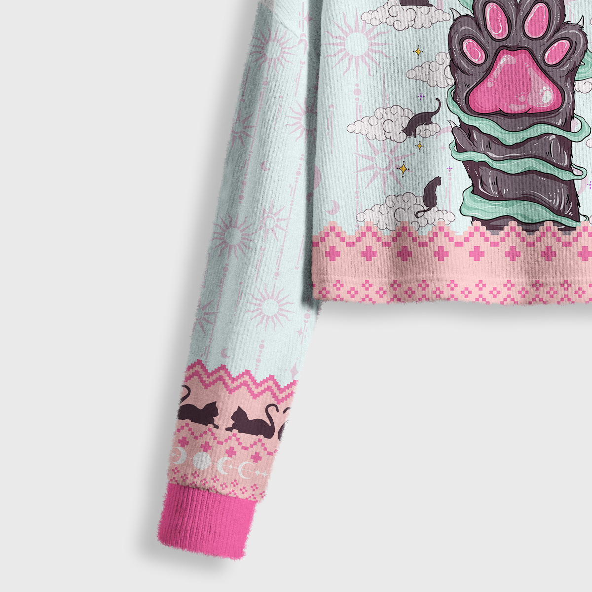 Purplehecate The Beans Cat Tarot Crop Fuzzy Ugly Sweatshirt