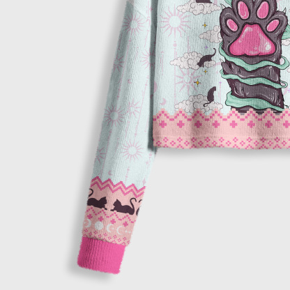 Purplehecate The Beans Cat Tarot Crop Fuzzy Ugly Sweatshirt