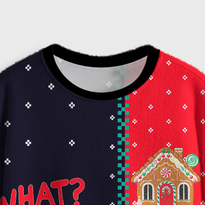 Purplehecate Christmas Black Cat Crop Fuzzy Ugly Sweatshirt