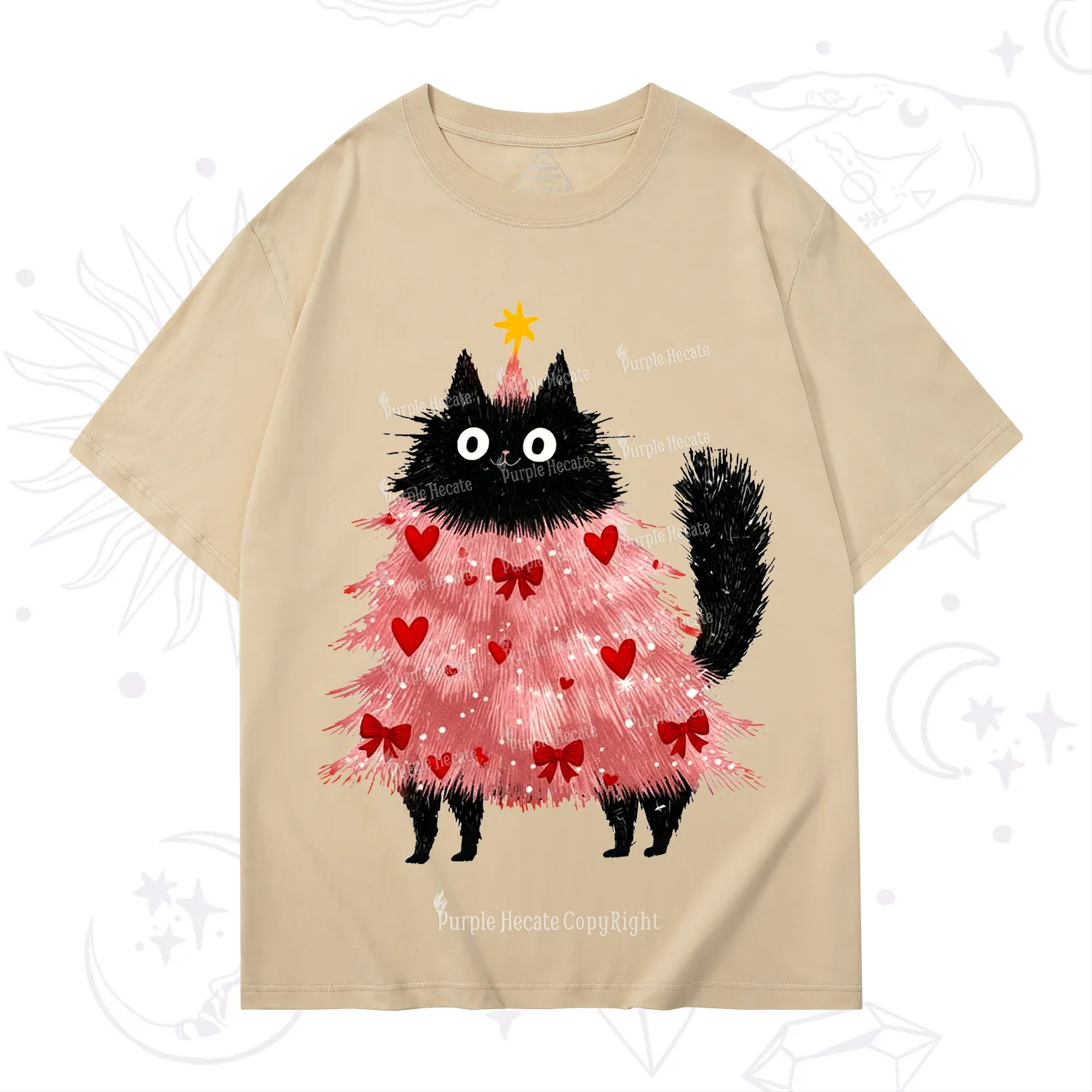 Purplehecate Funny Black Cat in Tree Valentine T-Shirt