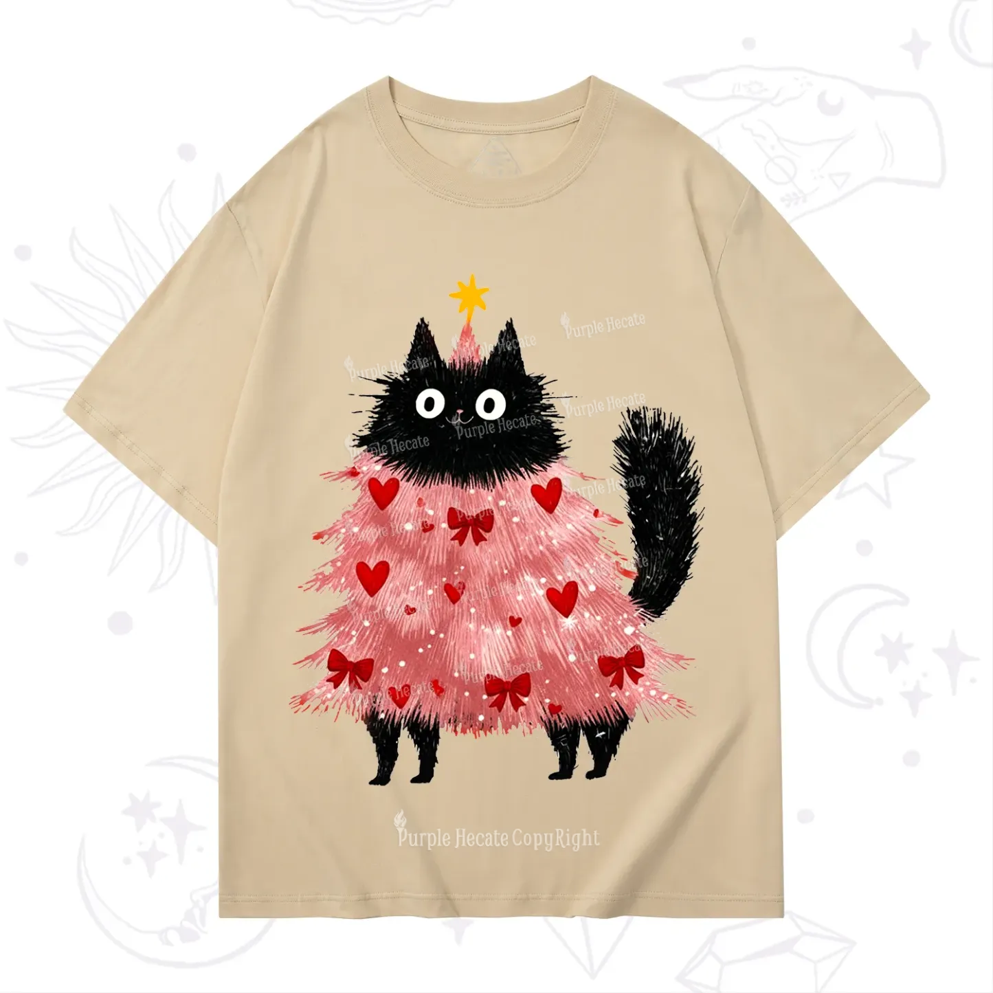 Purplehecate Funny Black Cat in Tree Valentine T-Shirt