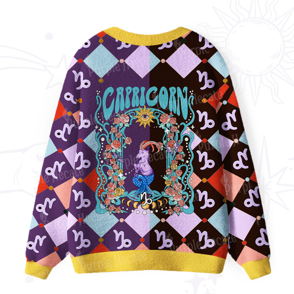 Purplehecate Capricorn Spirit Zodiac Ugly Cardigan Sweaters