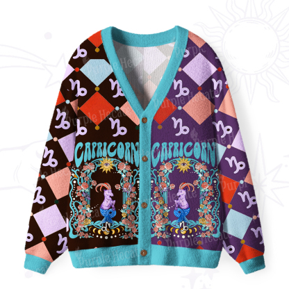 Purplehecate Capricorn Spirit Zodiac Ugly Cardigan Sweaters