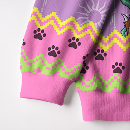 Purplehecate Pastel Cat Paw Magic Ugly Cardigan Sweaters
