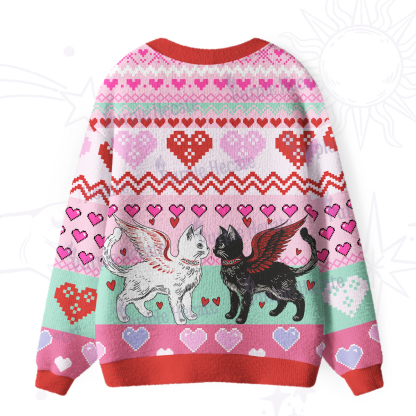 Purplehecate Angel & Demon Cats Ugly Cardigan Sweaters