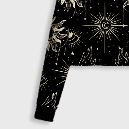 Purplehecate Solar Oracle Crop Fuzzy Ugly Sweatshirt