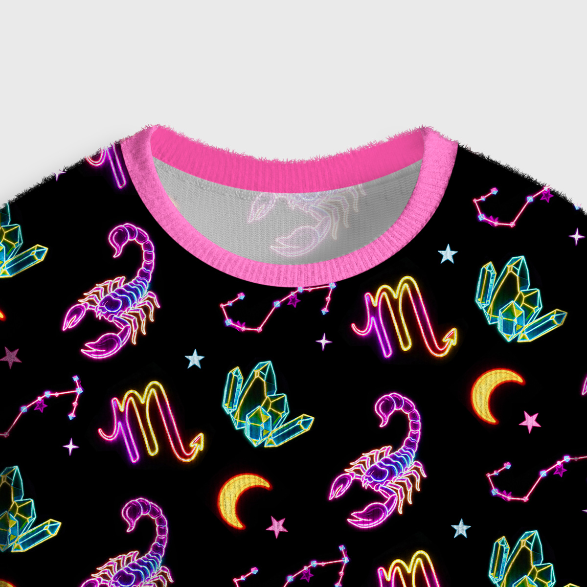 Purplehecate Scorpio Spirit Zodiac Crop Fuzzy Ugly Sweatshirt