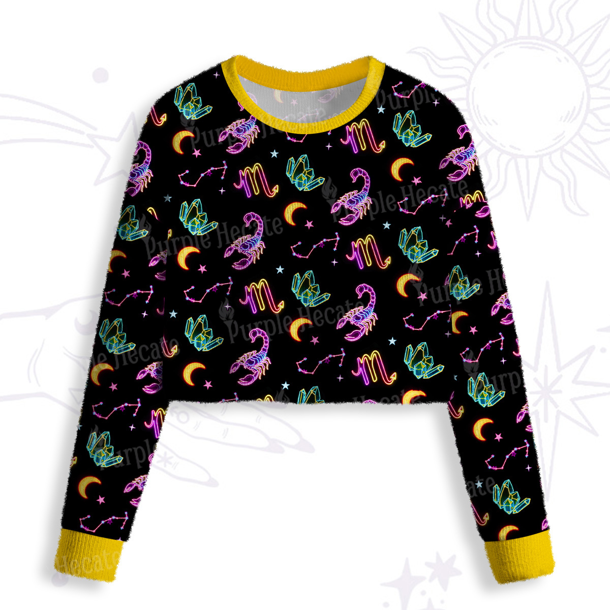 Purplehecate Scorpio Spirit Zodiac Crop Fuzzy Ugly Sweatshirt