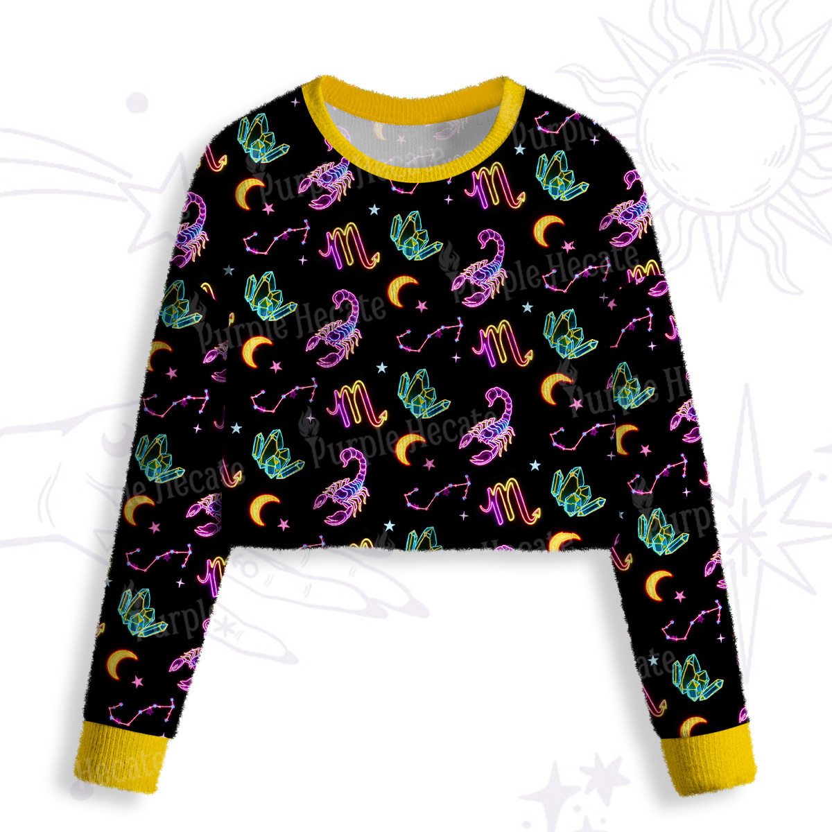 Purplehecate Scorpio Spirit Zodiac Crop Fuzzy Ugly Sweatshirt