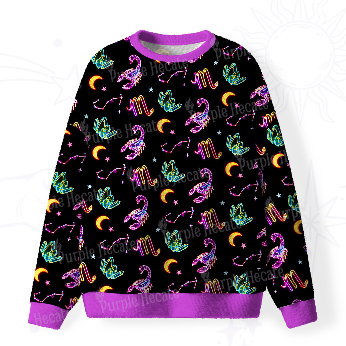 Purplehecate Scorpio Spirit Zodiac Fuzzy Ugly Sweatshirt