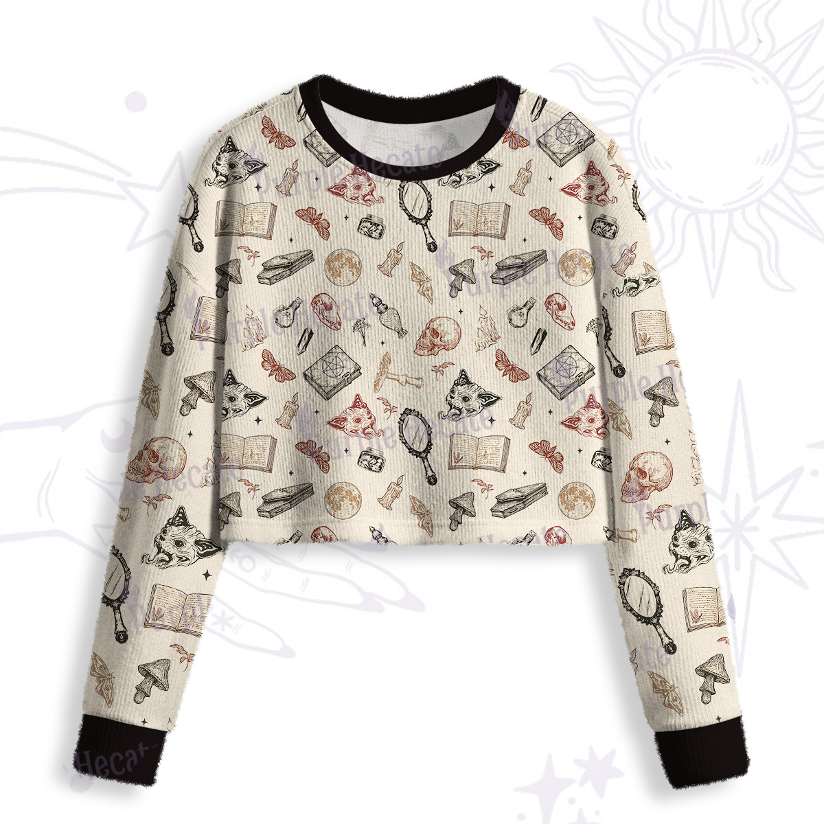 Purplehecate Witchcraft Study Crop Fuzzy Ugly Sweatshirt