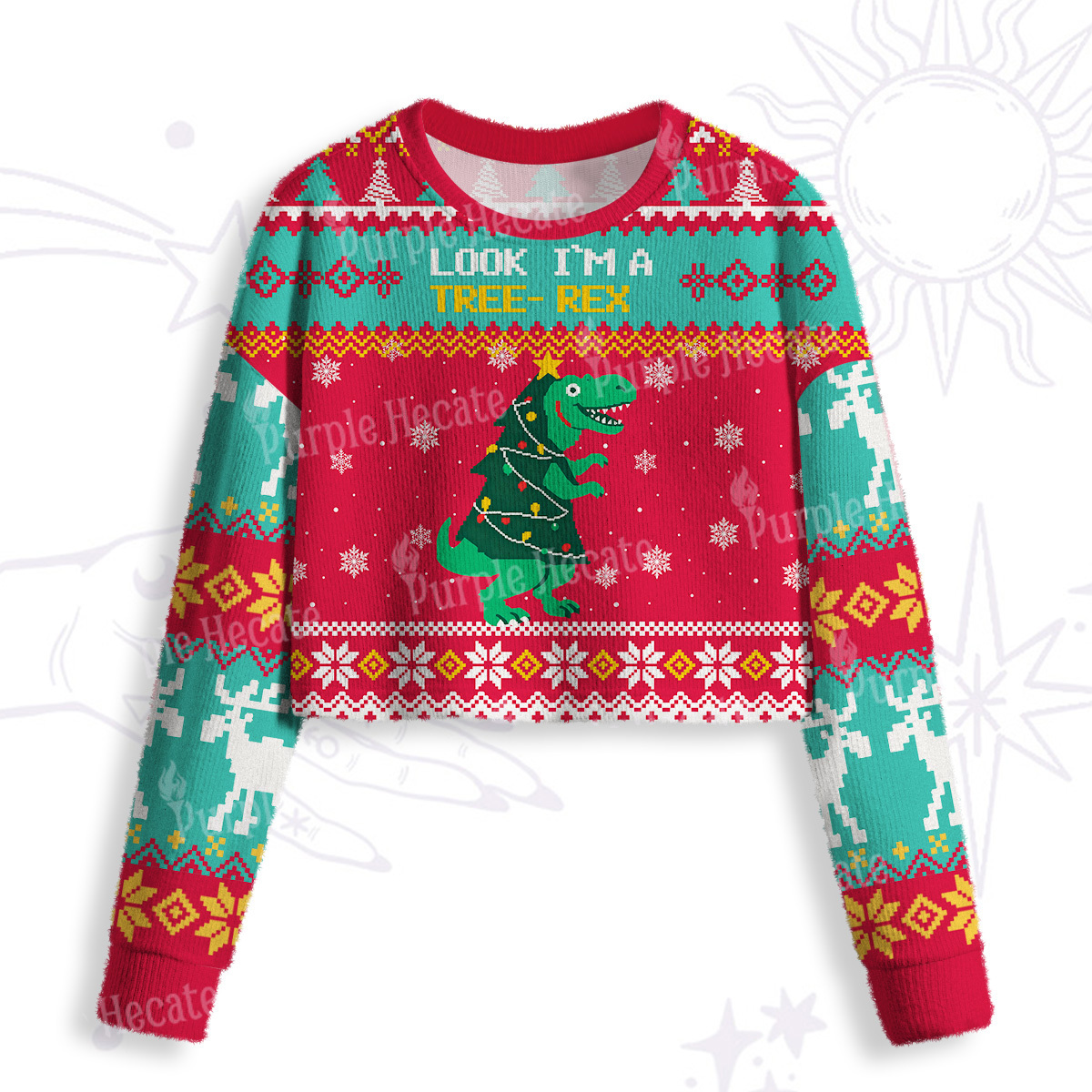 Purplehecate Look Tree I'm A T-Rex Crop Fuzzy Ugly Sweatshirt
