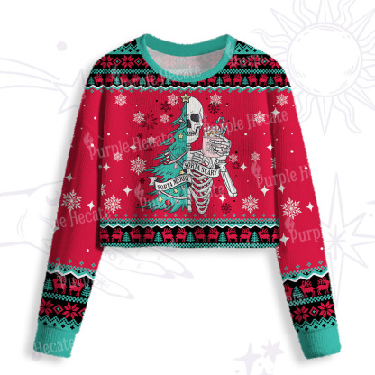 Purplehecate Sorta Merry Sorta Scary Christmas Crop Fuzzy Ugly Sweatshirt