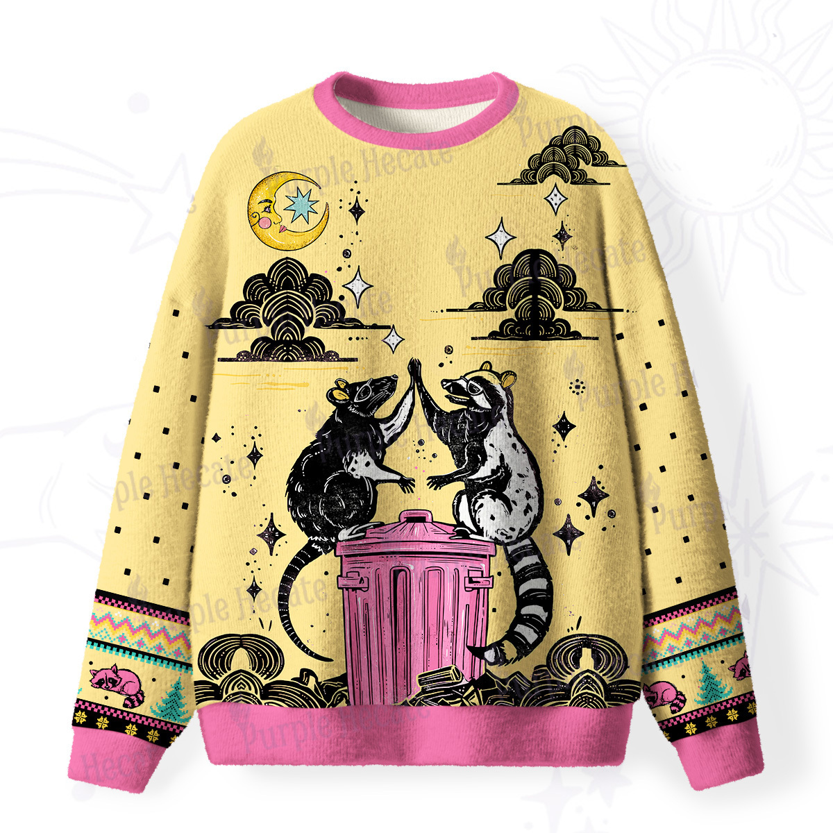 Purplehecate The Team Trash Opossum Tarot Fuzzy Ugly Sweatshirt