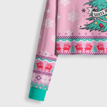 Purplehecate Sorta Merry Sorta Scary Christmas Crop Fuzzy Ugly Sweatshirt