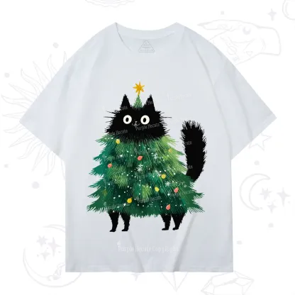 Purplehecate Black Cats Christmas Tree Christmas T-Shirt