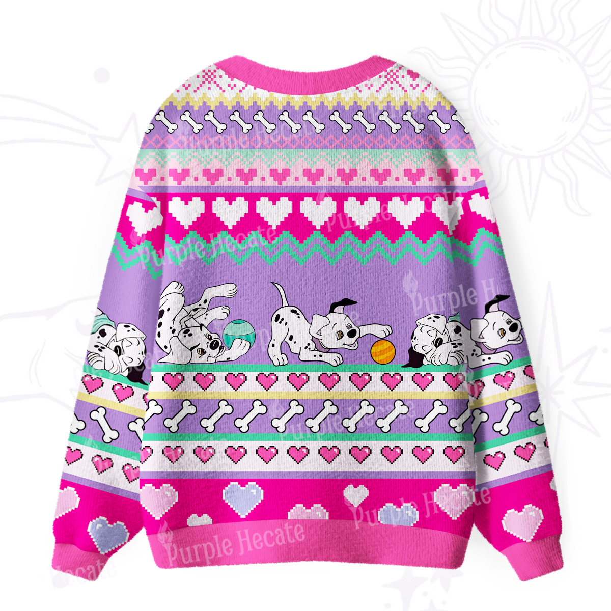 Purplehecate Dalmatian Playtime Ugly Cardigan Sweaters