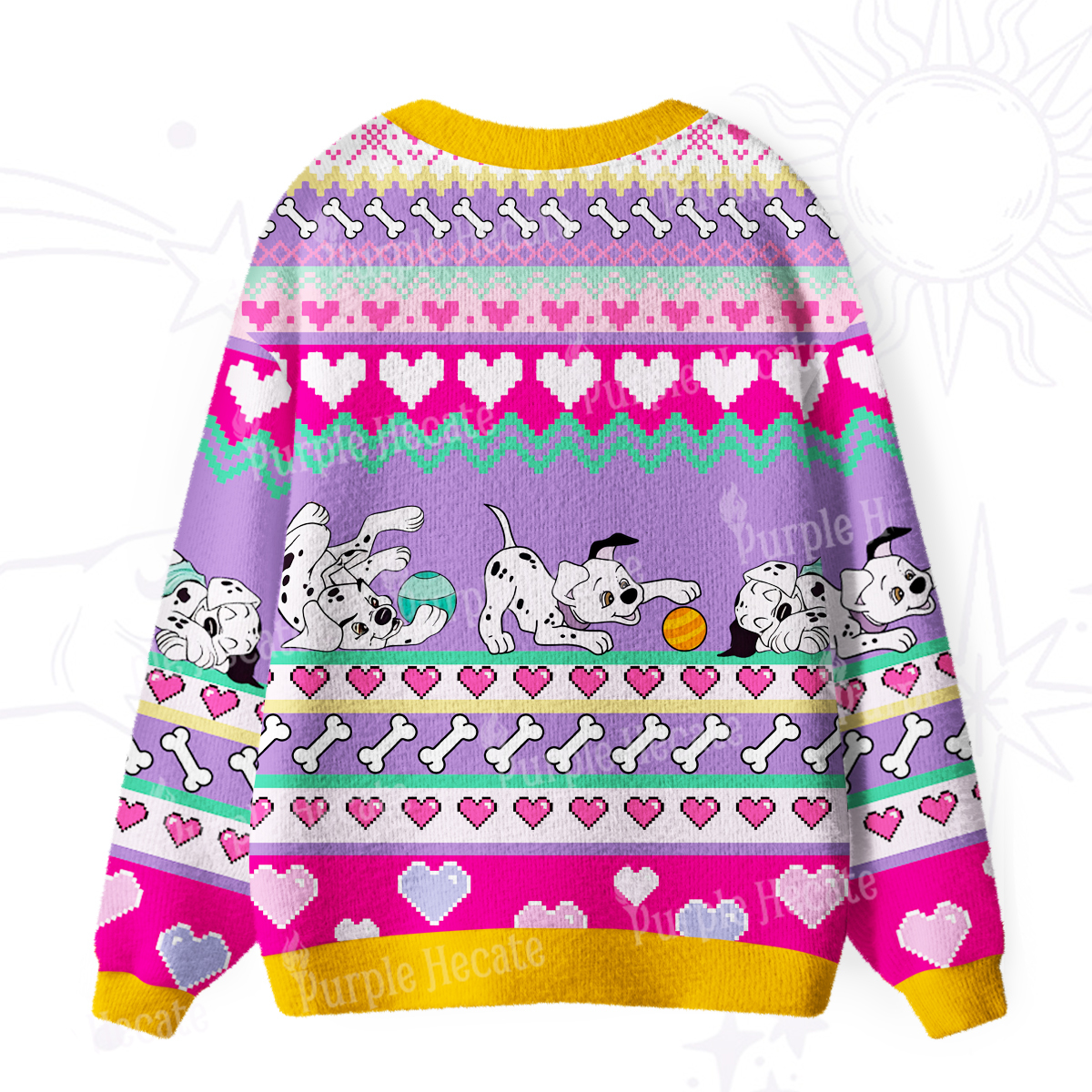 Purplehecate Dalmatian Playtime Ugly Cardigan Sweaters