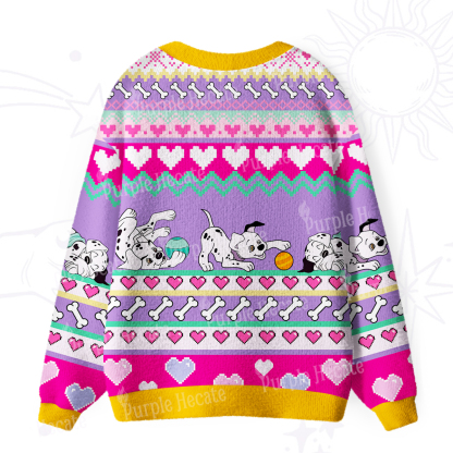 Purplehecate Dalmatian Playtime Ugly Cardigan Sweaters