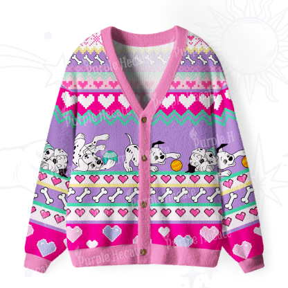 Purplehecate Dalmatian Playtime Ugly Cardigan Sweaters