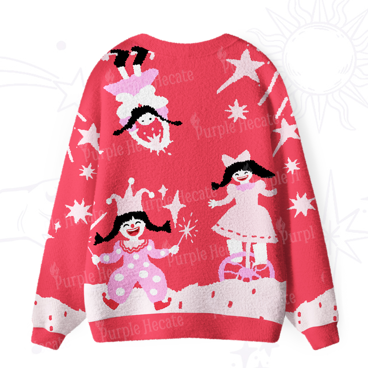 Purplehecate Joyful Circus Girl Ugly Cardigan Sweaters