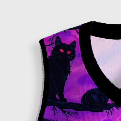 Purplehecate Twilight Forest Guardian Cat Ugly Sweater Vest