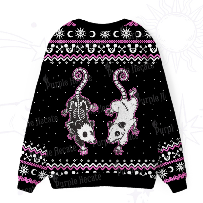 Purplehecate Moonlit Skeleton Rats Ugly Cardigan Sweaters