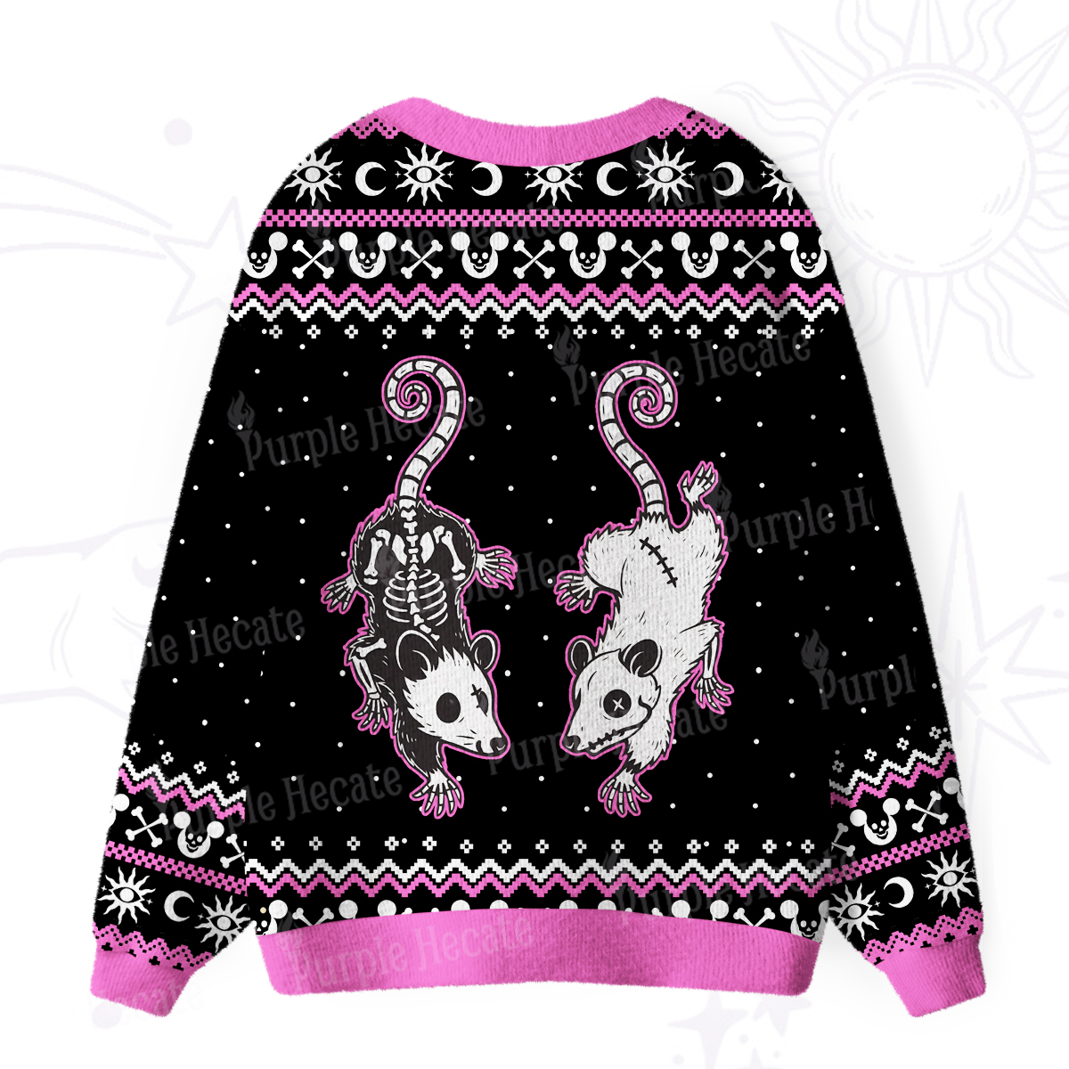 Purplehecate Moonlit Skeleton Rats Ugly Cardigan Sweaters