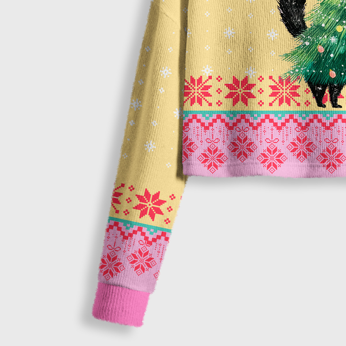 Purplehecate Funny Black Cat in Tree Crop Fuzzy Ugly Sweatshirt