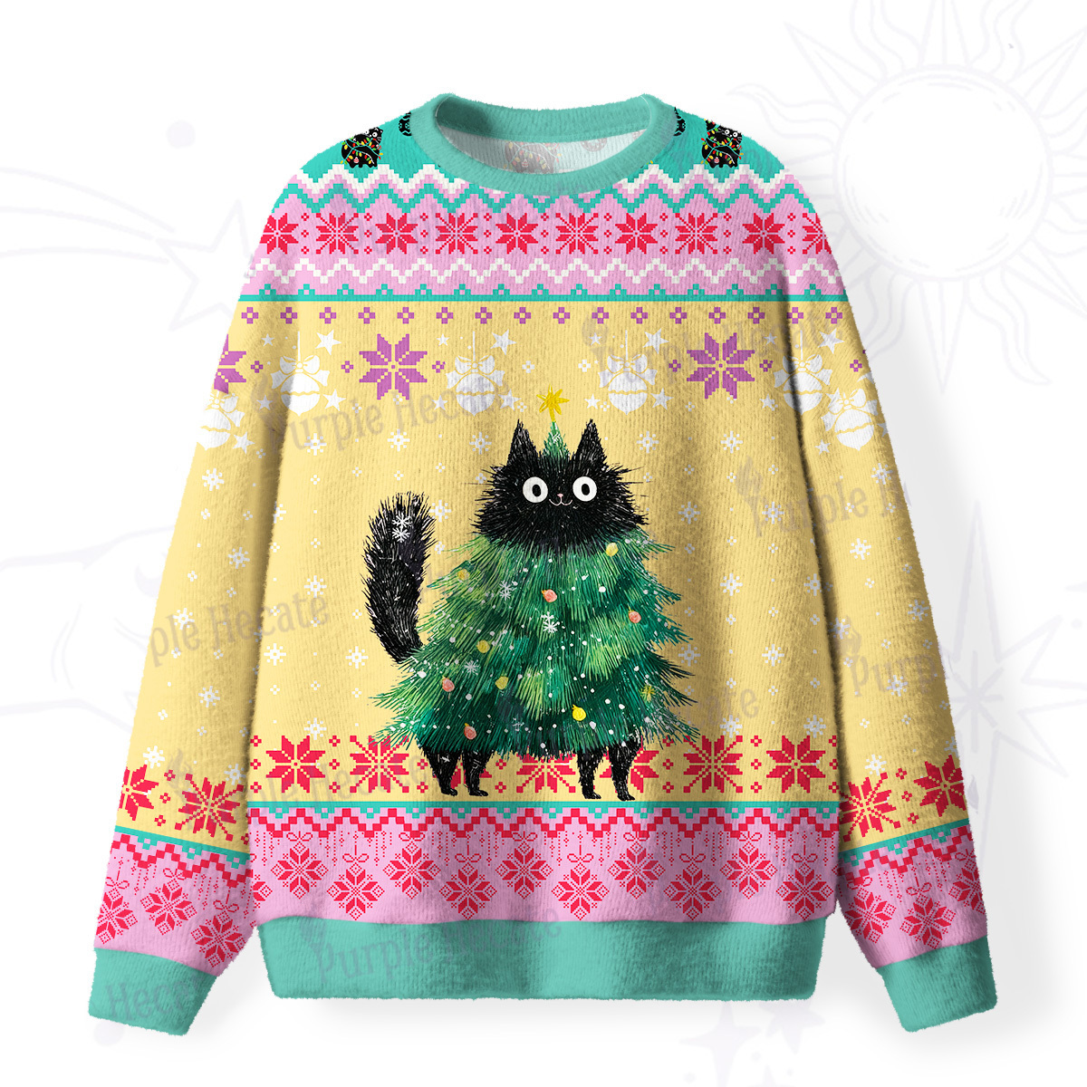 Purplehecate Funny Black Cat in Tree Fuzzy Ugly Sweatshirt