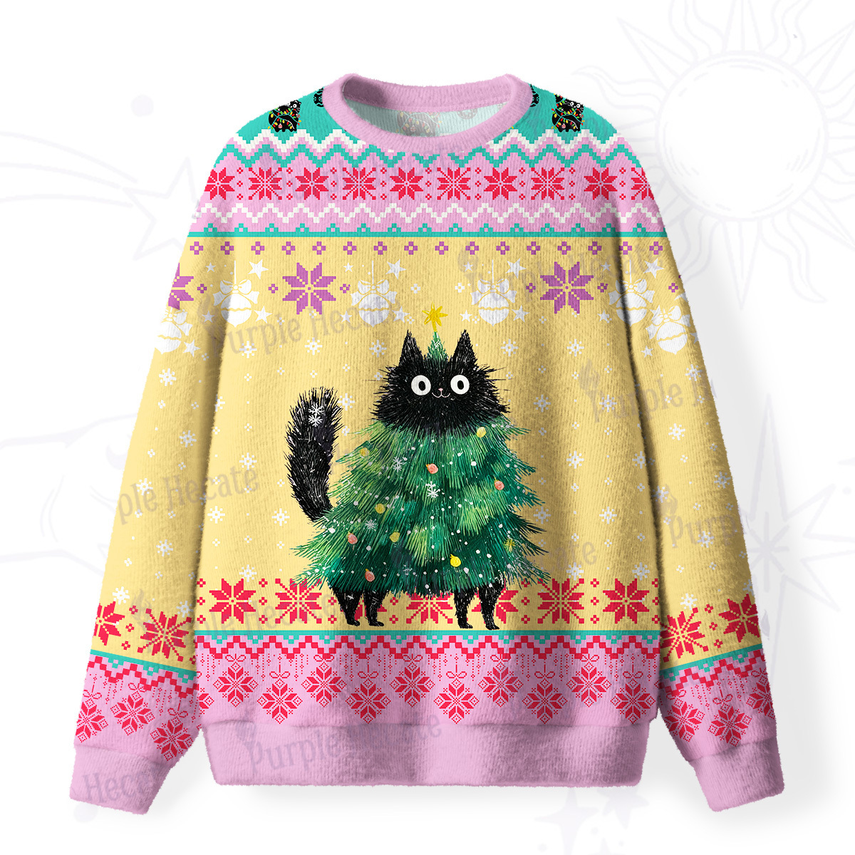 Purplehecate Funny Black Cat in Tree Fuzzy Ugly Sweatshirt