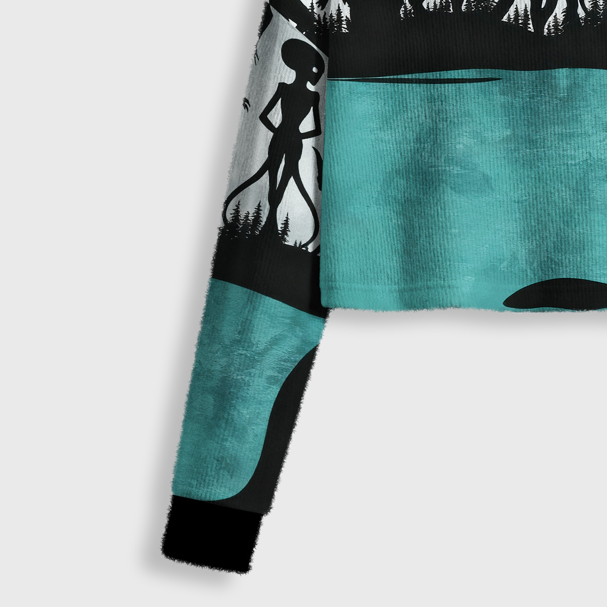 Purplehecate Alien Lake Monster Encounter Crop Fuzzy Ugly Sweatshirt