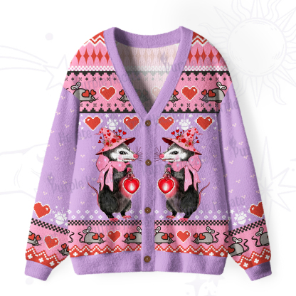 Purplehecate Funny Love Opossum Ugly Cardigan Sweaters