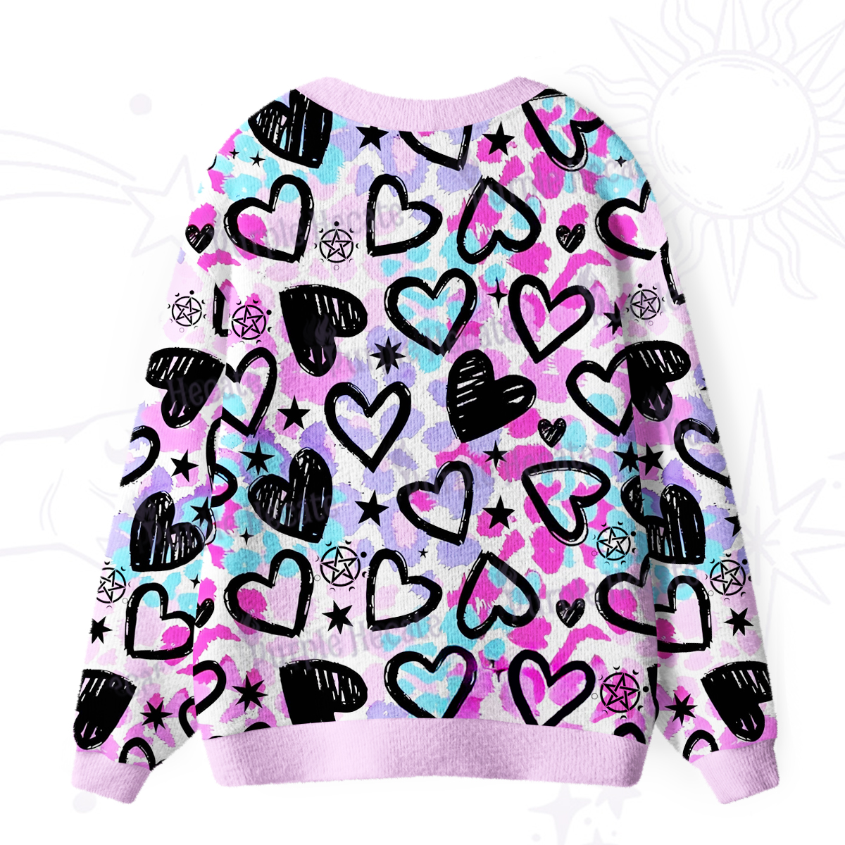 Purplehecate Heartful Magic Ugly Cardigan Sweaters