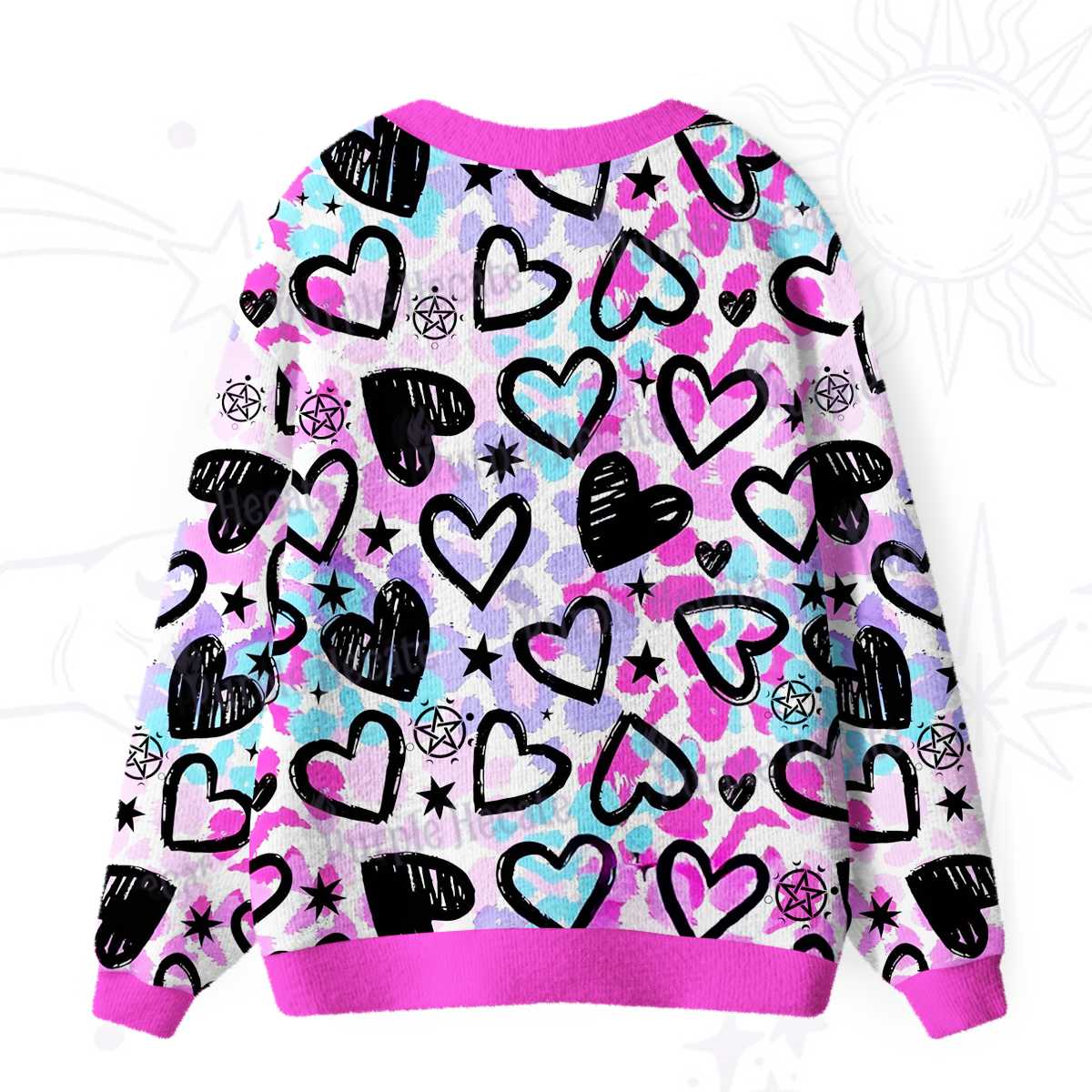Purplehecate Heartful Magic Ugly Cardigan Sweaters